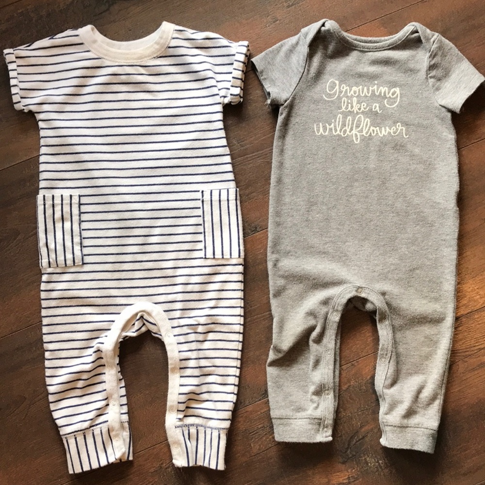 🌸 2 Cat & Jack 6-9m rompers 🌺 for baby girl